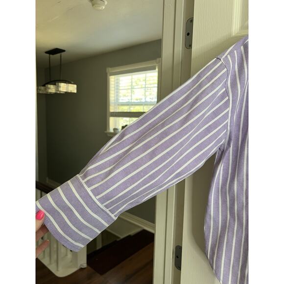 ZARA Purple Striped Boxy Boyfriend Relaxed Button Front Blouse Top - Picture 3 of 7